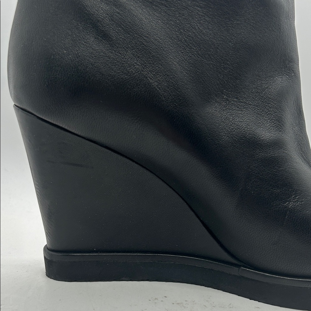 Tamara Mellon Sexy Black Leather Fur Wedge Ankle Boots Shoes **Size 39** 🌹🌹 - Picture 10 of 10